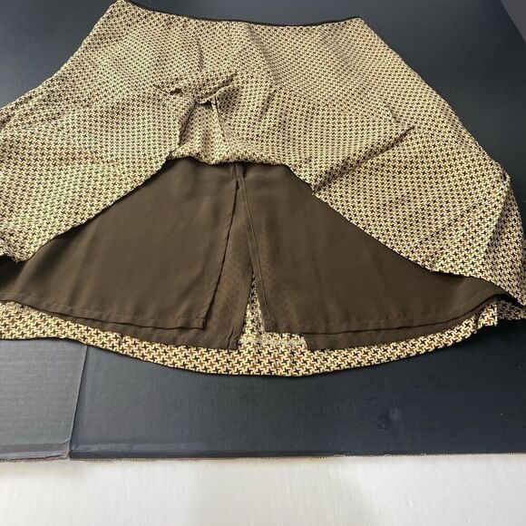 Nine West Brown Print Skirt 100% silk size 12 Women's Casual Workwear Zip - Picture 14 of 14